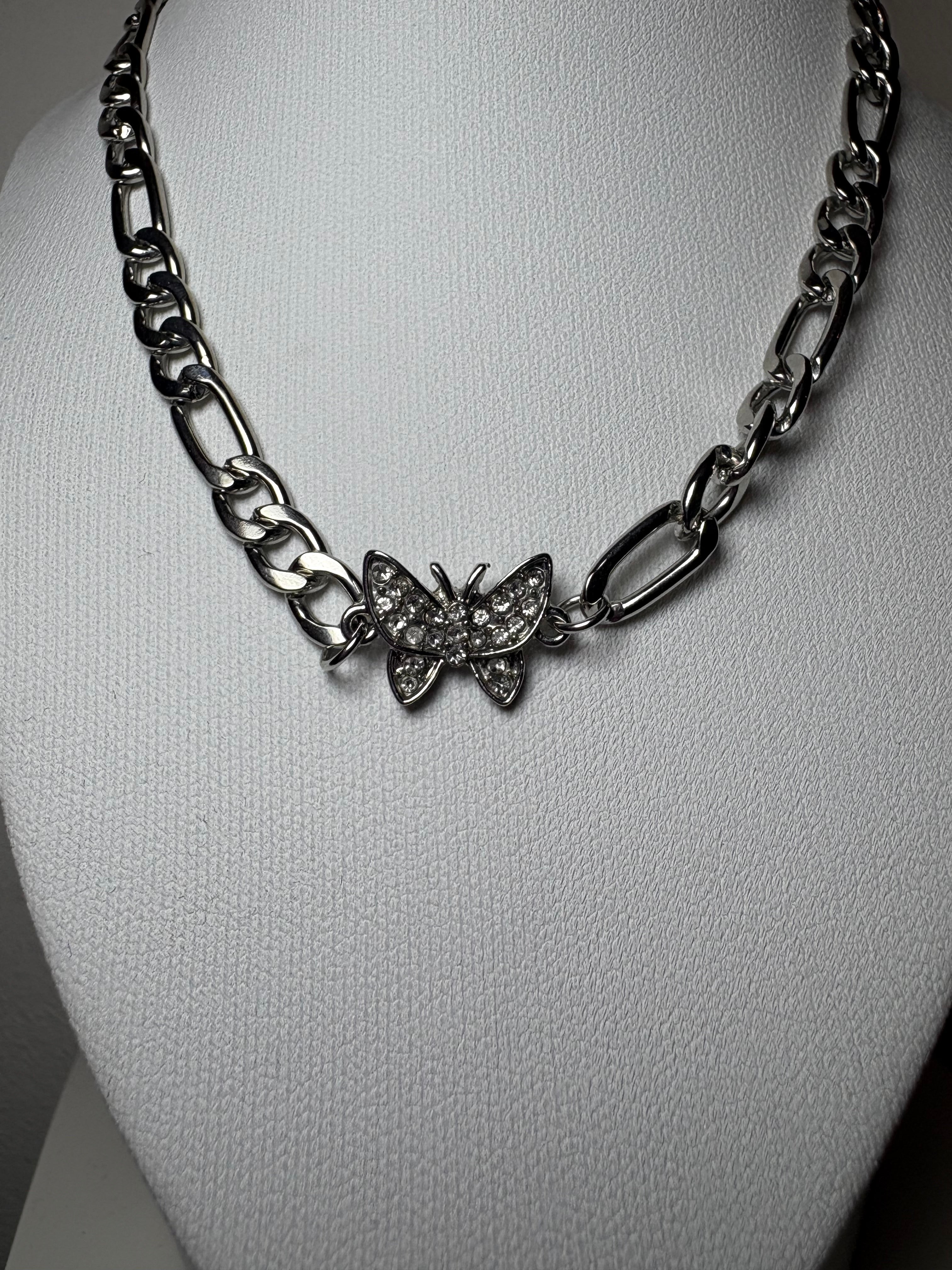 Stainless Steel Silver Butterfly Necklace