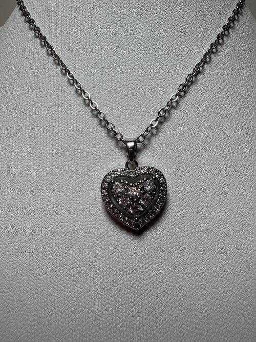 Stainless Steel Crystal Heart Necklace