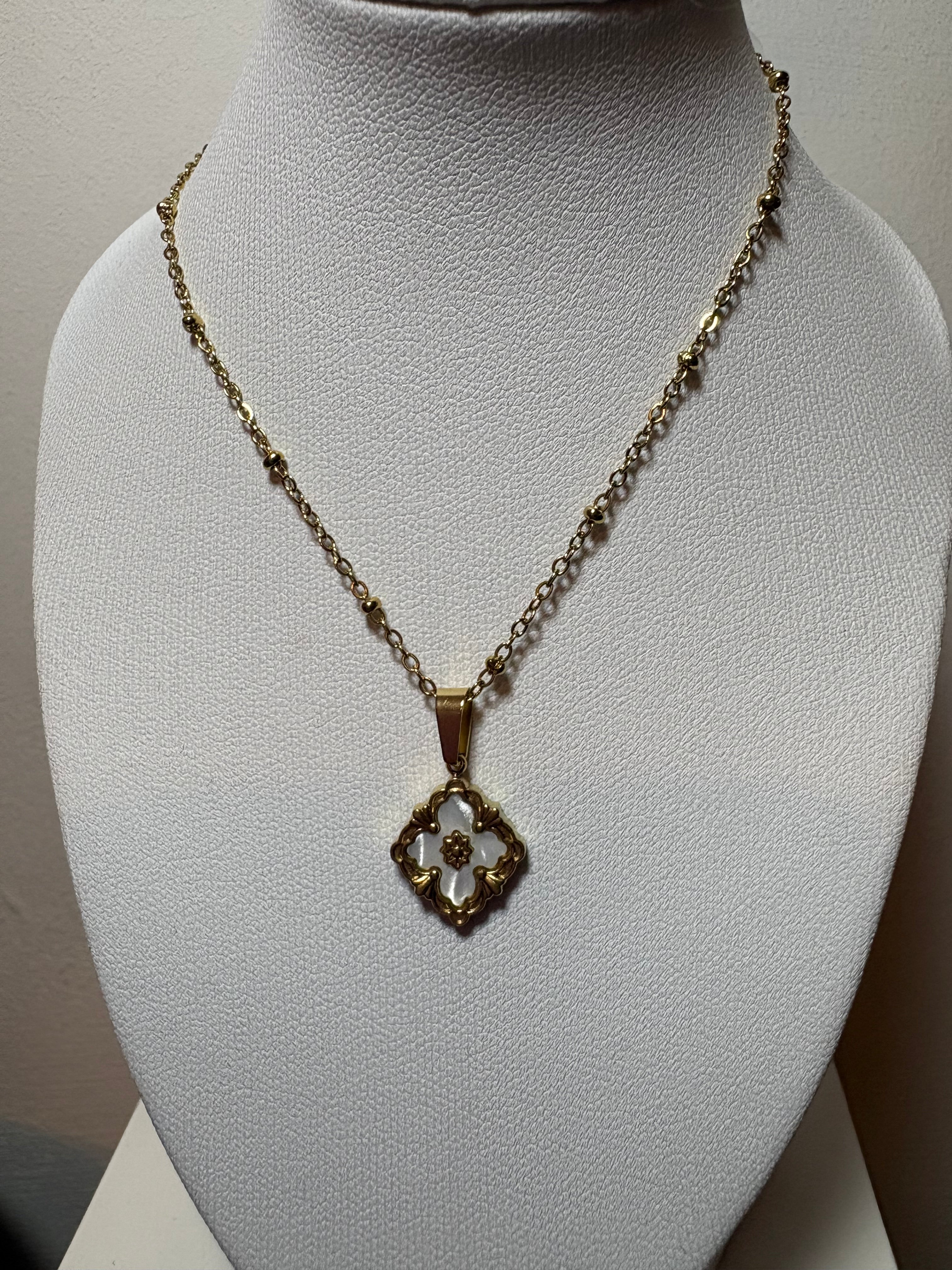 Stainless Steel Gold Plated Clover Necklace