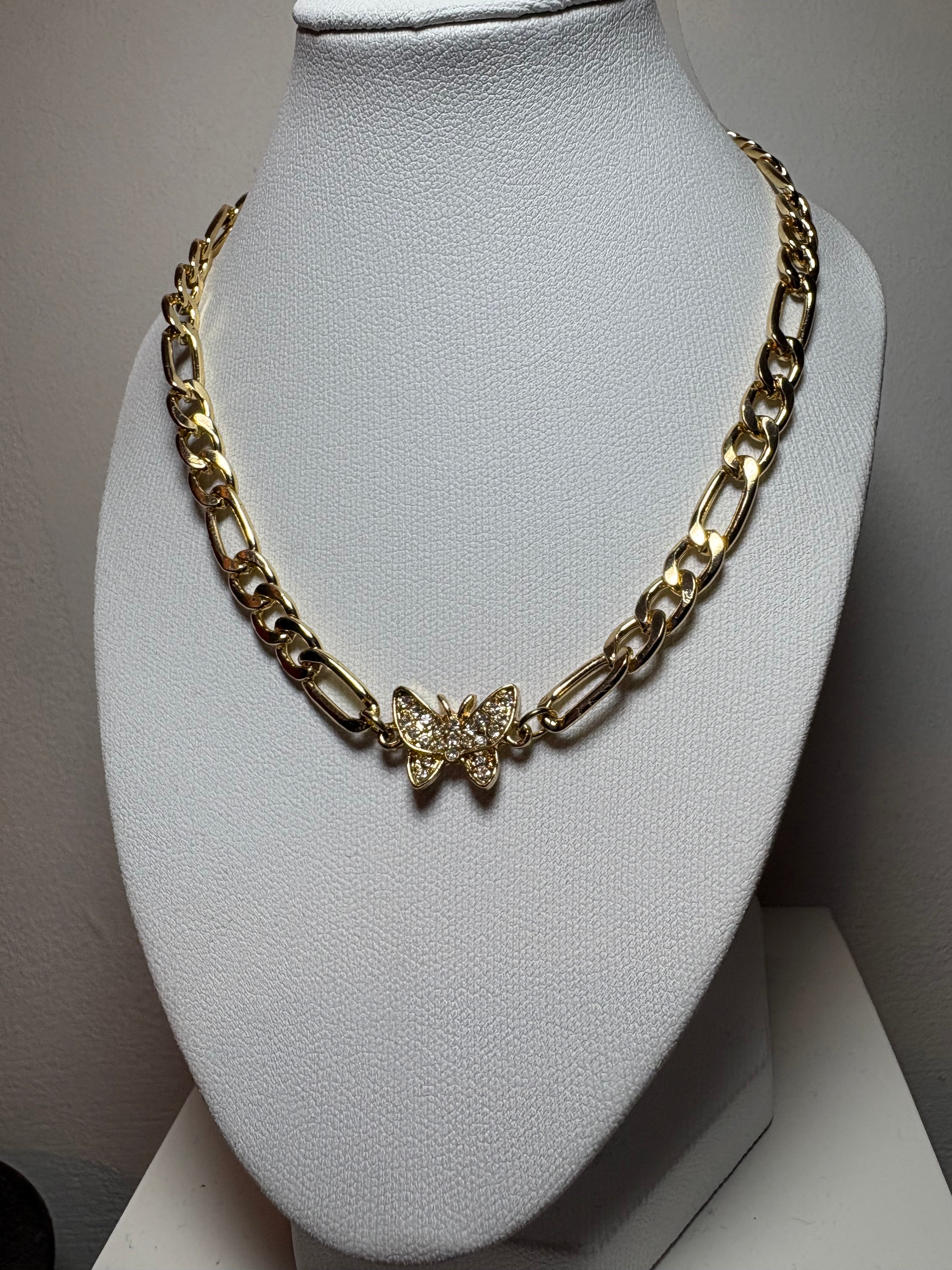 Stainless Steel Gold Butterfly Necklace