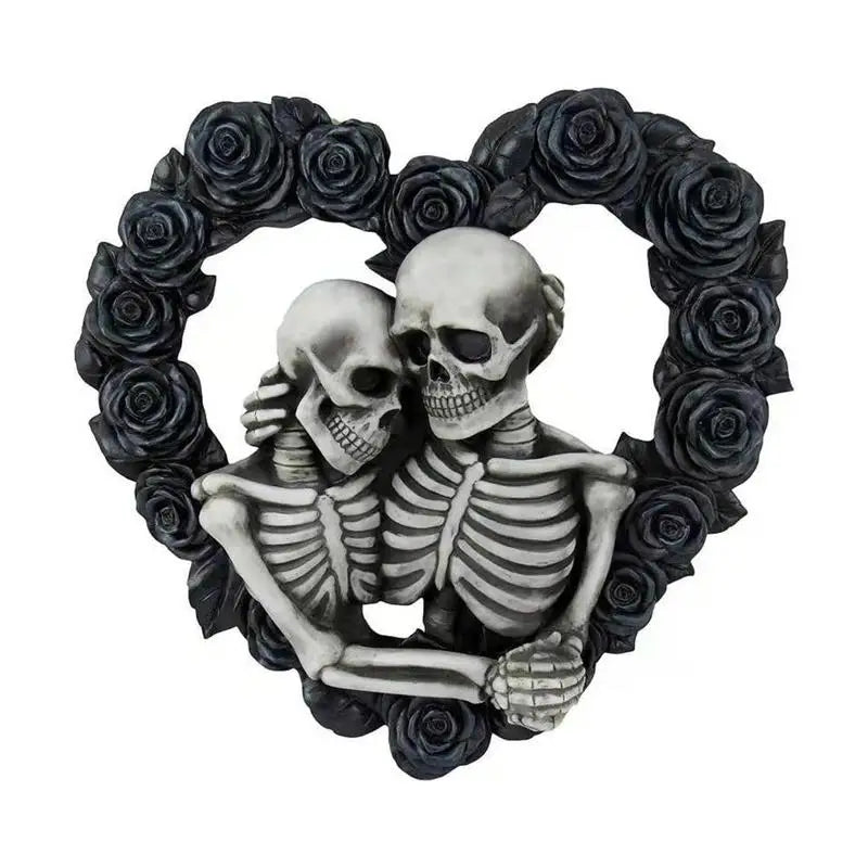 Gothic Skeleton Lovers Heart Wall Decor – Dark Romance Skull Art